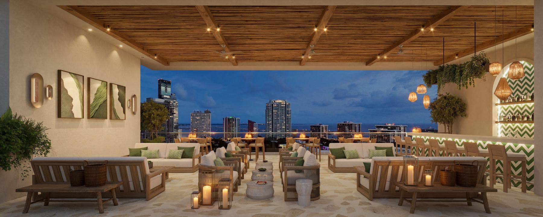 Rooftop lounge and bar with BBQ kitchen