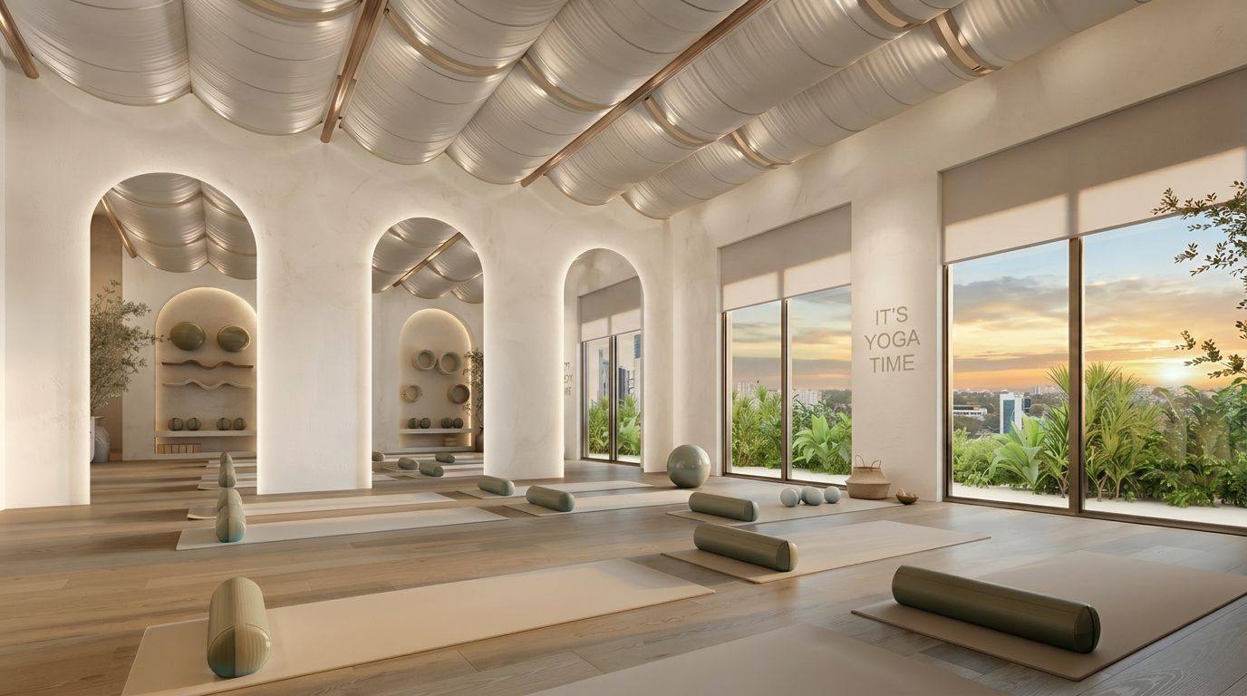 Yoga studio with garden light