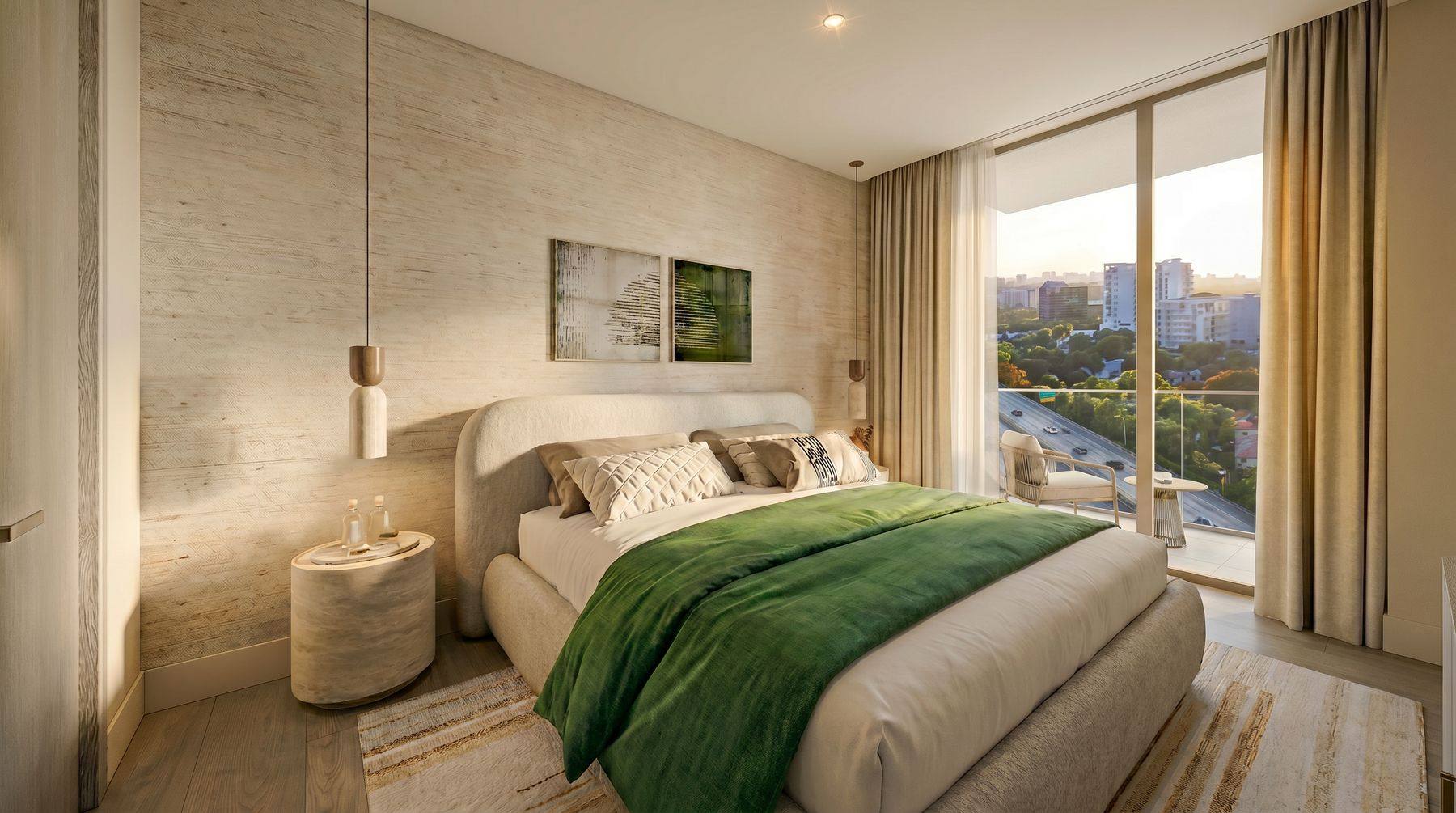 Furnished one-bedroom residence, south exposure