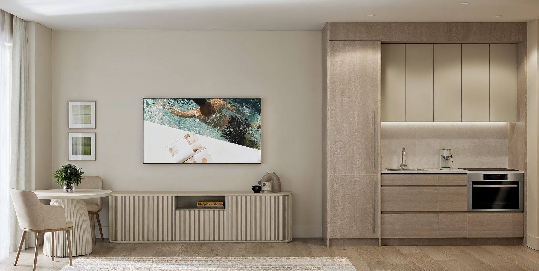 Studio kitchen with Italkraft cabinetry, quartz and Bosch appliances