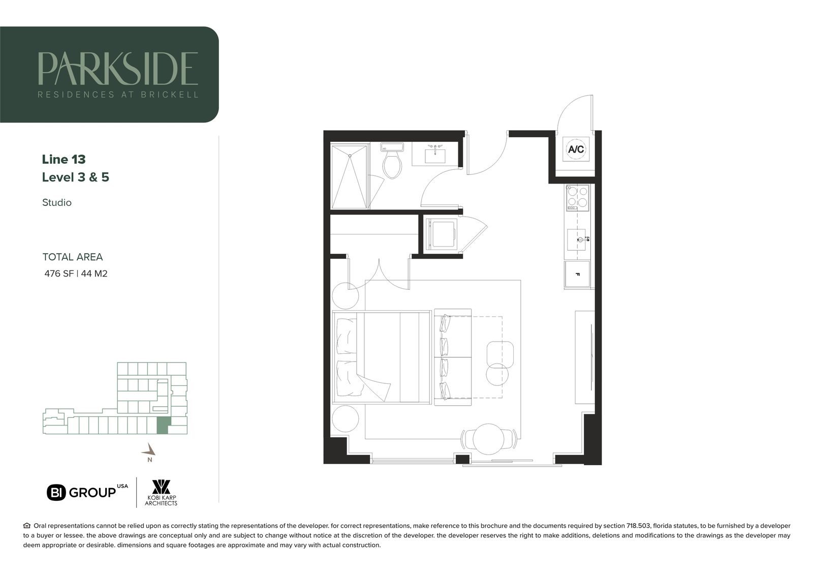 Residence 313 · Studio floor plan
