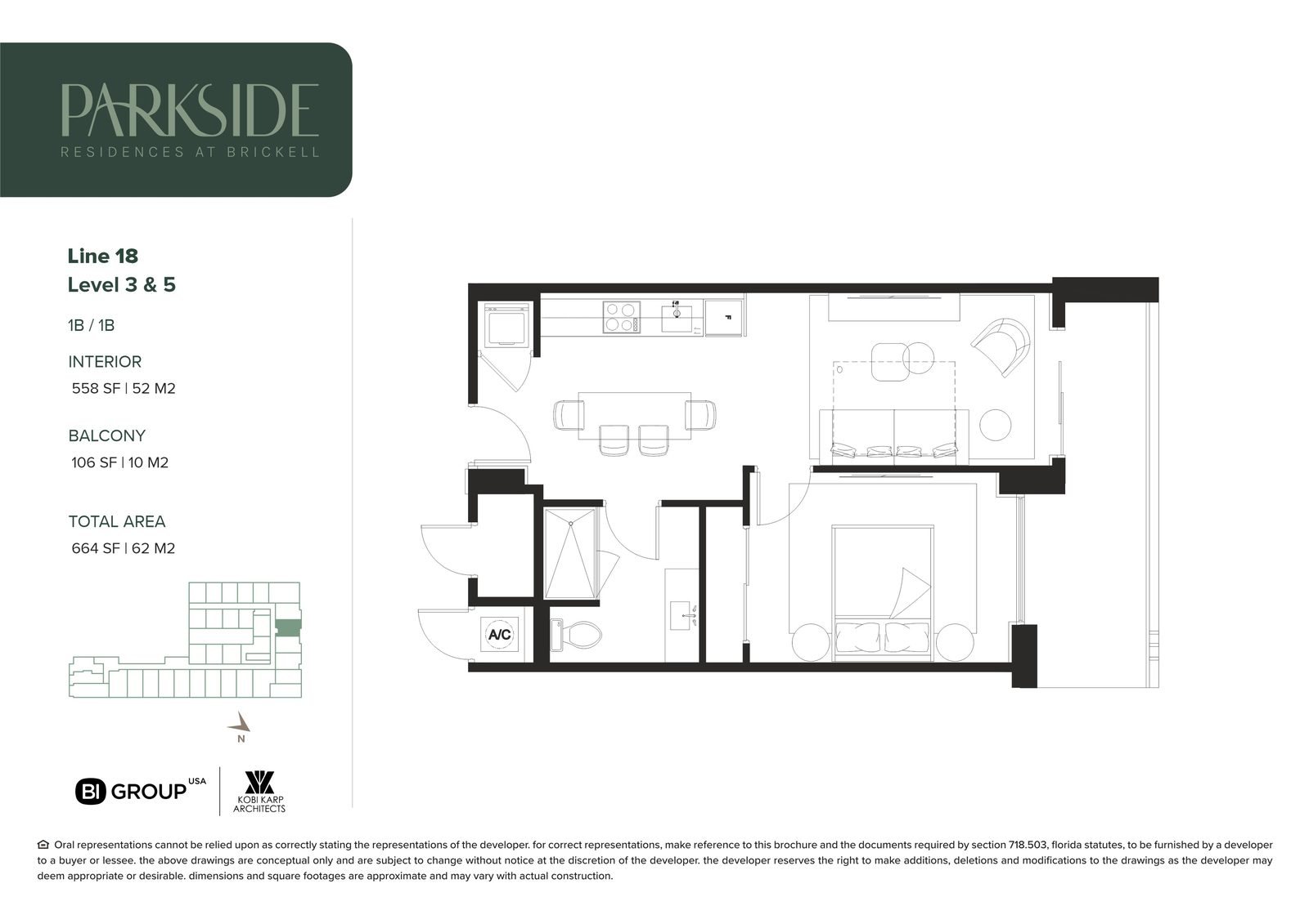 Residence 318 · One-Bedroom floor plan